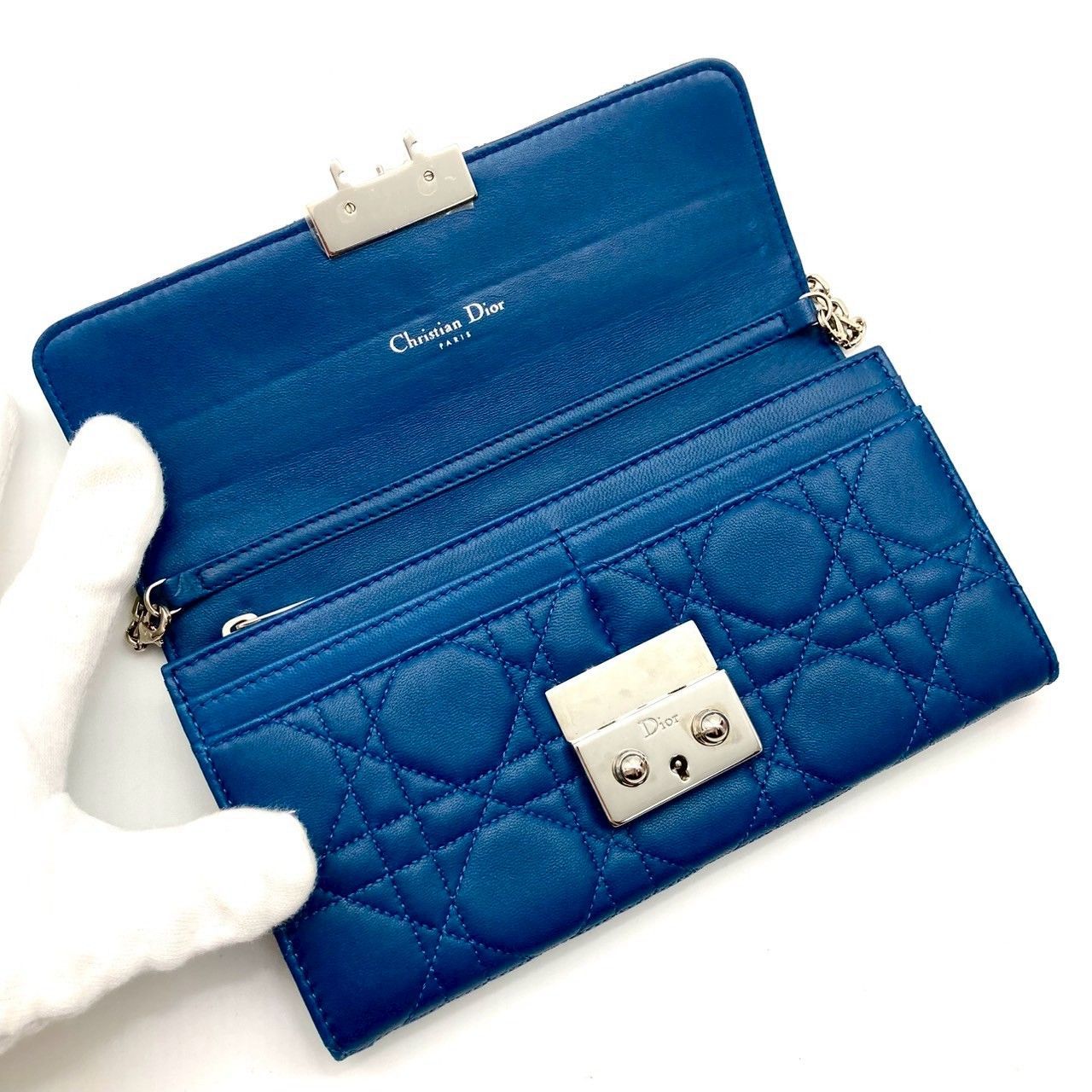 クリスチャンディオール カナージュ ウォレットチェーン 長財布 70915  