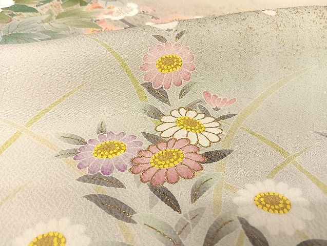 平和屋着物○京友禅の第一人者 松井青々 訪問着 草花文 金彩 正絹 逸品  