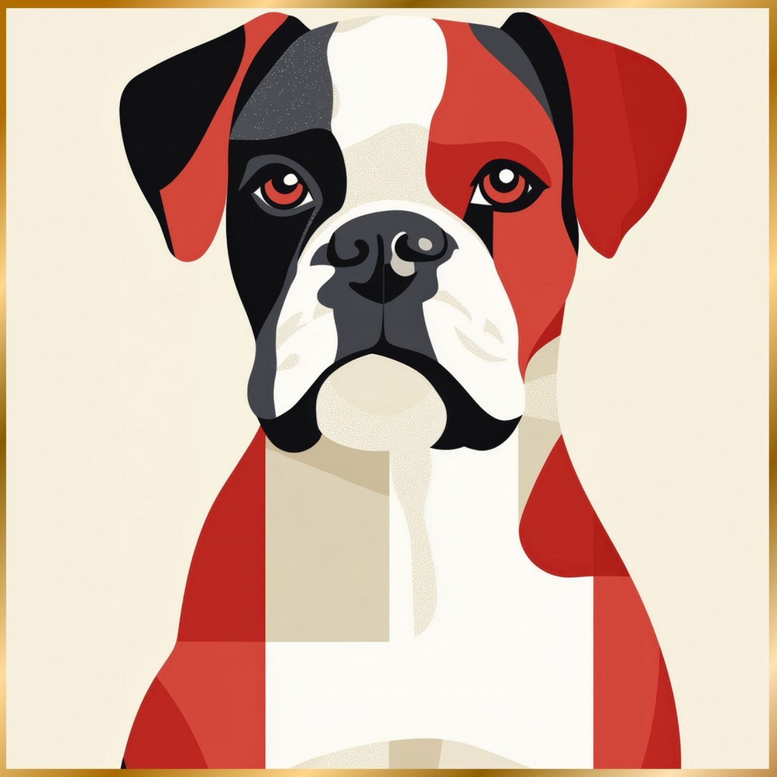 Red Passion - ボクサー犬 No.2 ミニマリスト ミニマリズム シンプル インテリアアート ペットロス うちの子 記念日 アートポスター 犬の絵 犬のイラスト ギフト プレゼント