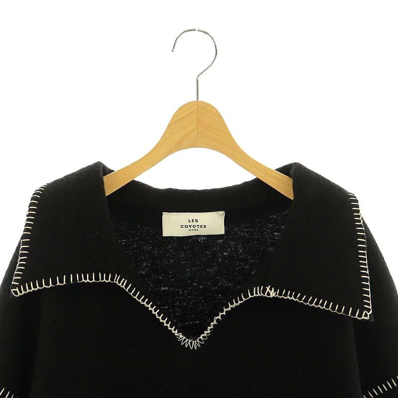レコヨーテデパリ LES COYOTES DE PARIS PLAGE取り扱い 23AW CROPPED プルオーバー カットソー 長袖 S ブラック ホワイト レディース レコヨーテデパリ LES COYOTES DE PARIS PLAGE取り扱い 23AW