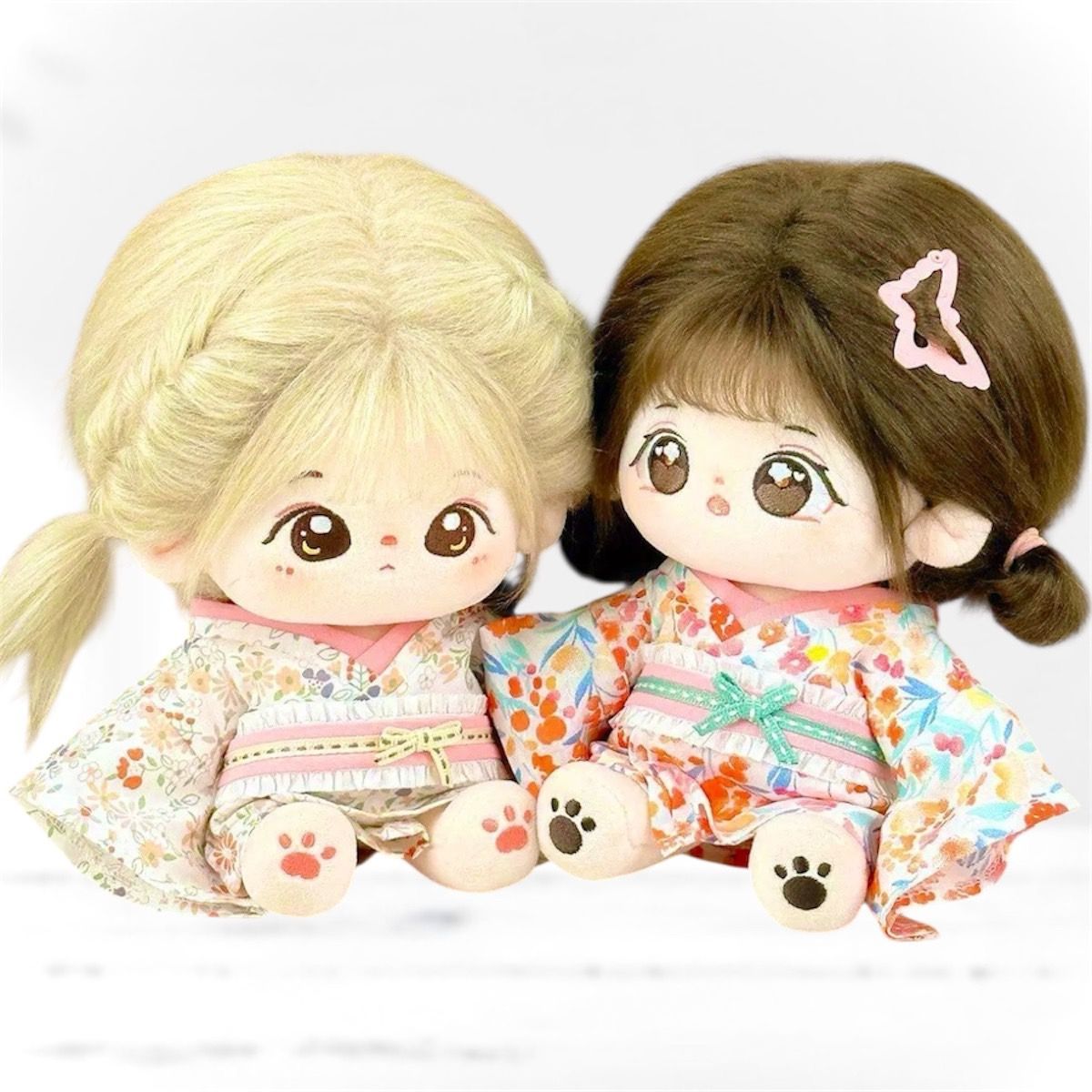 20cm】 ぬい服 かわいい ピンク色の浴衣と足袋ソックス 全身