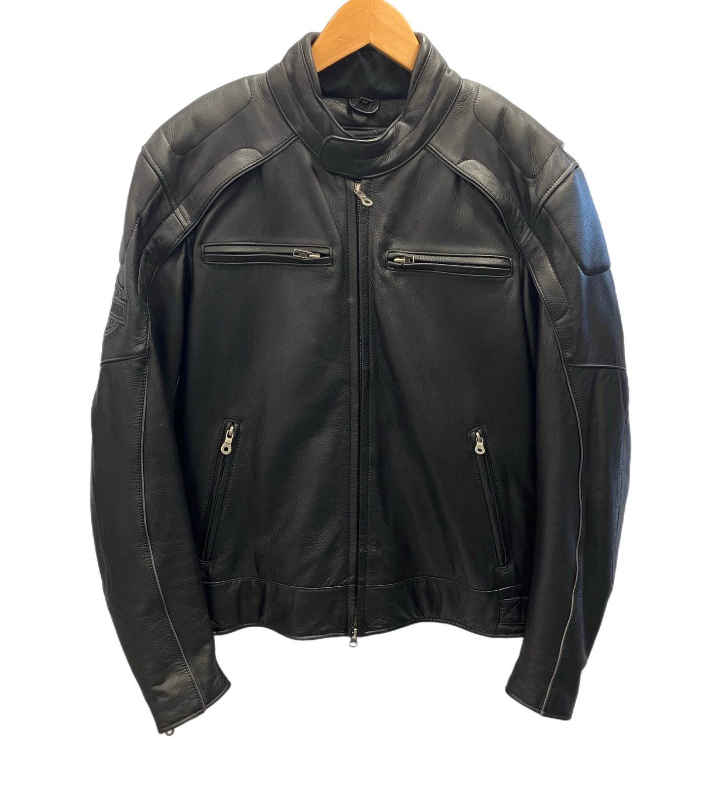 難あり Harley Davidson スカル レザージャケット ライナー付き Harley Davidson Back Reflective Skull Leather Jacket with