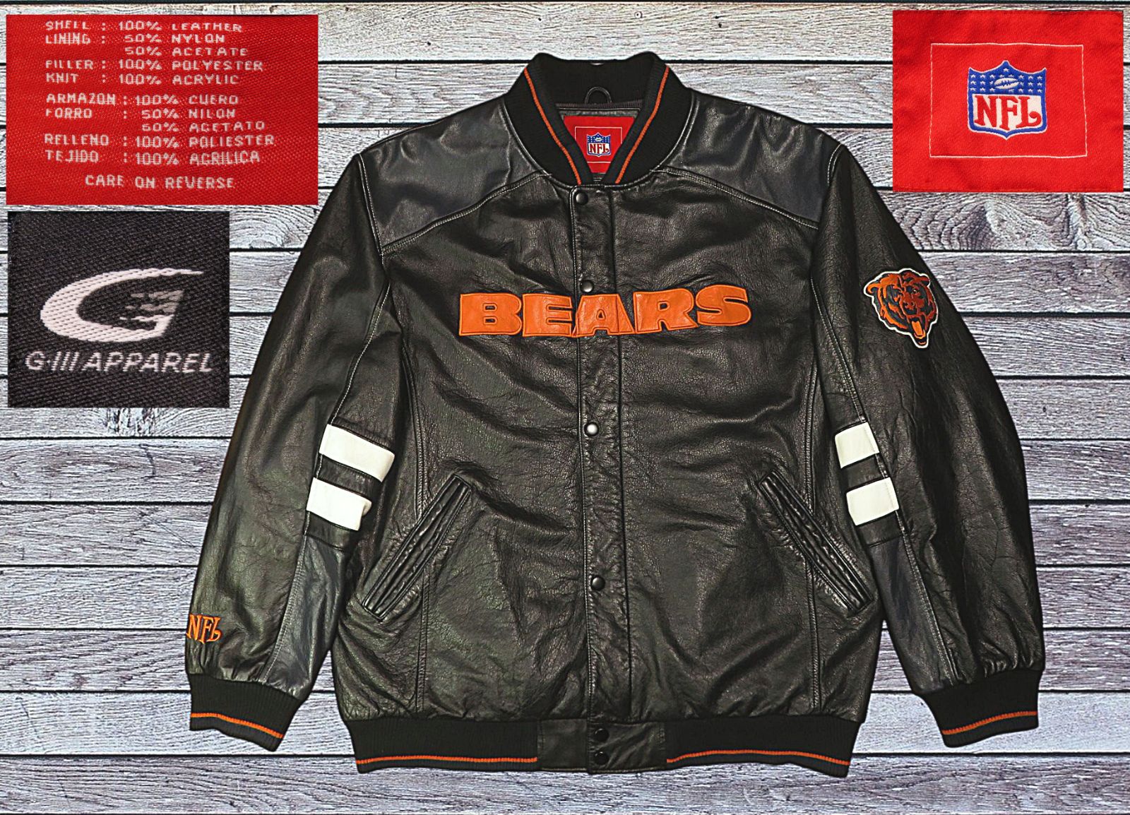 ✅️ オールレザー 本革 G-Ⅲ 90s ビンテージ レザースタジャン BEARS 
