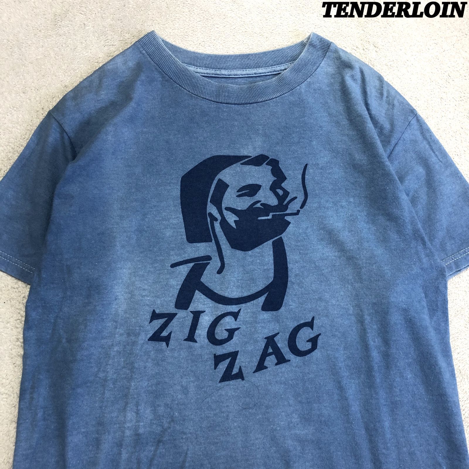 即決】TENDERLOIN テンダーロイン T-TEE ZIG ZAG TシャツS 青