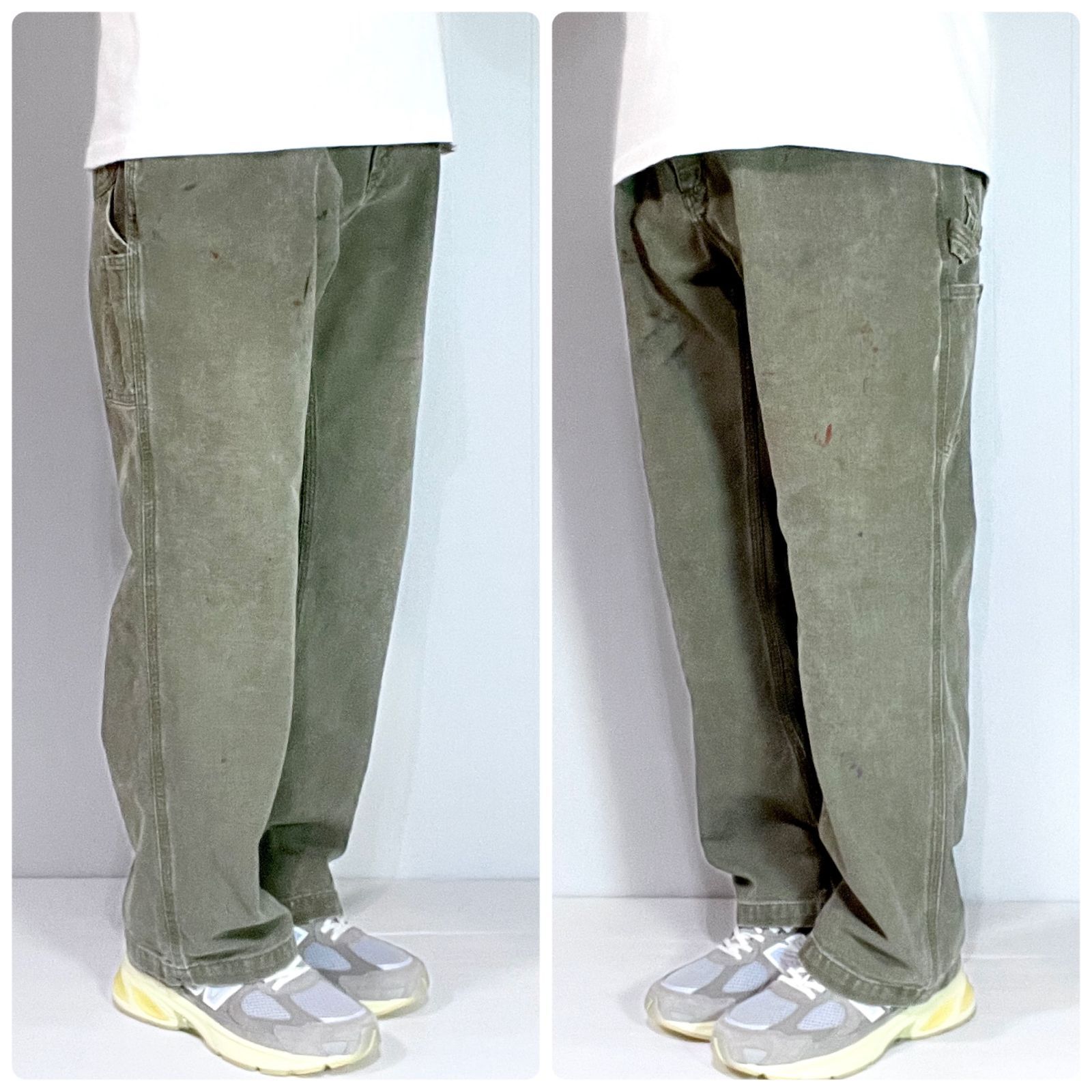 90s 00s カーハート　モスグリーン　カーキ　ペインター　w36 l30 00s USA製 carharttカーハート チェック ネルライナー ダック地