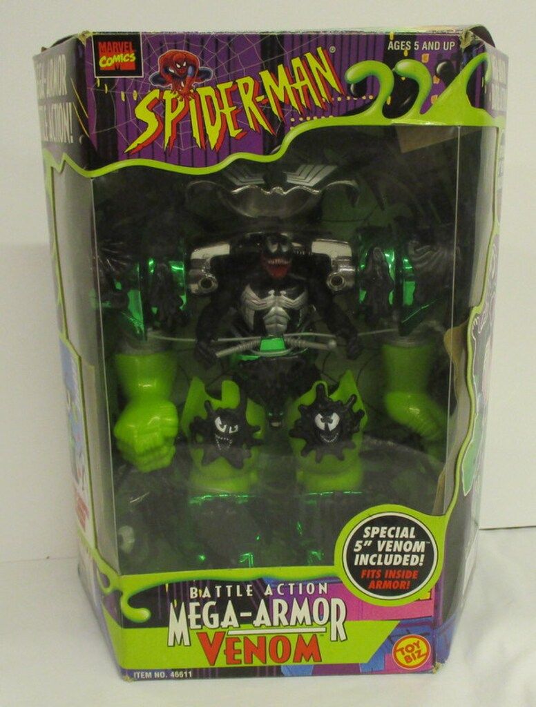 TOYBIZ BATTLE ACTION MEGA ARMOR VENOM 緑メッキ 5インチ