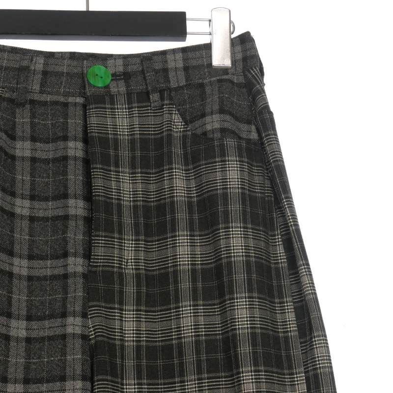 ナゴンスタンス nagonstans 22AW チェック柄 切替 ワイドパンツ  