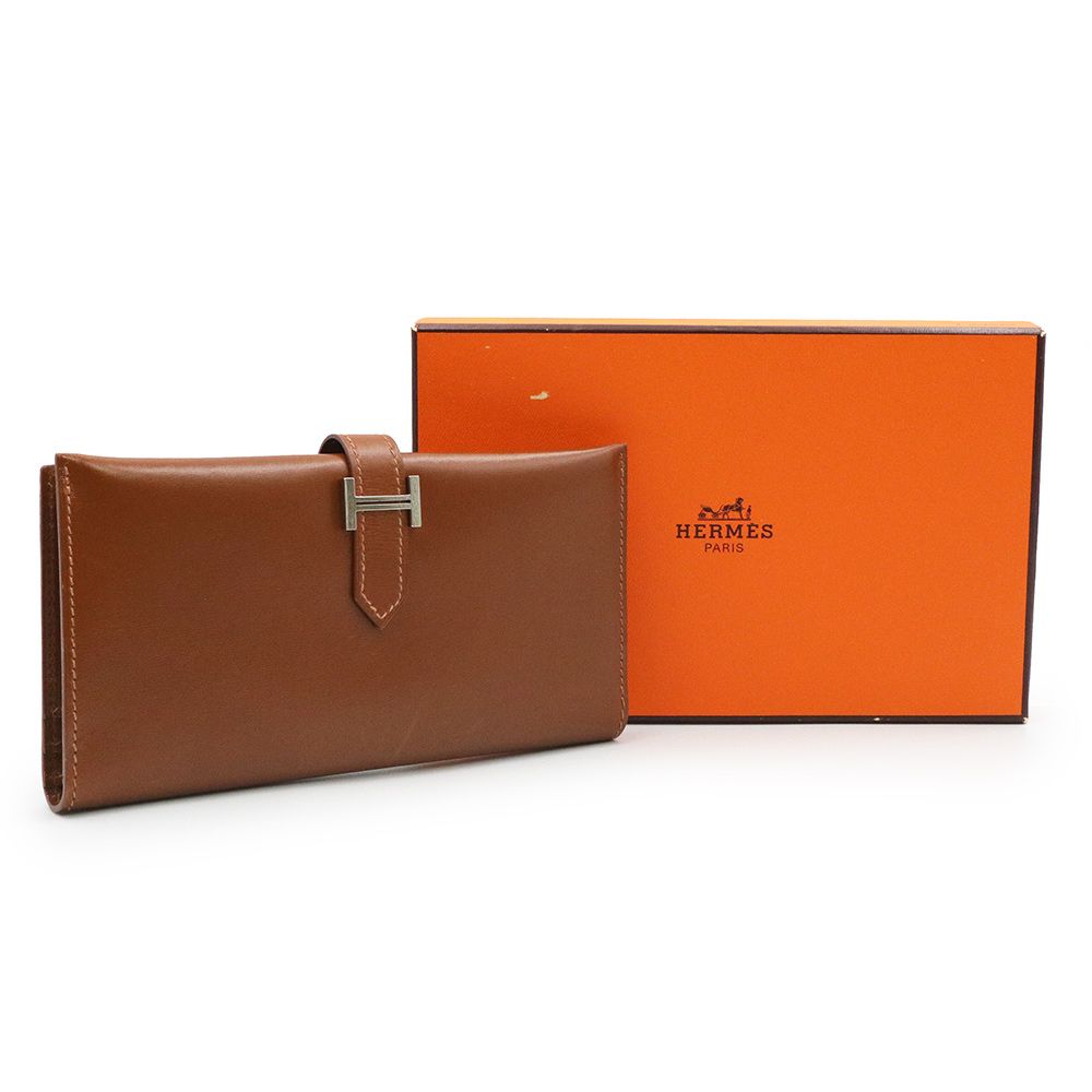 エルメス ベアン クラシック 二つ折り長財布 ボックスカーフ レザー  