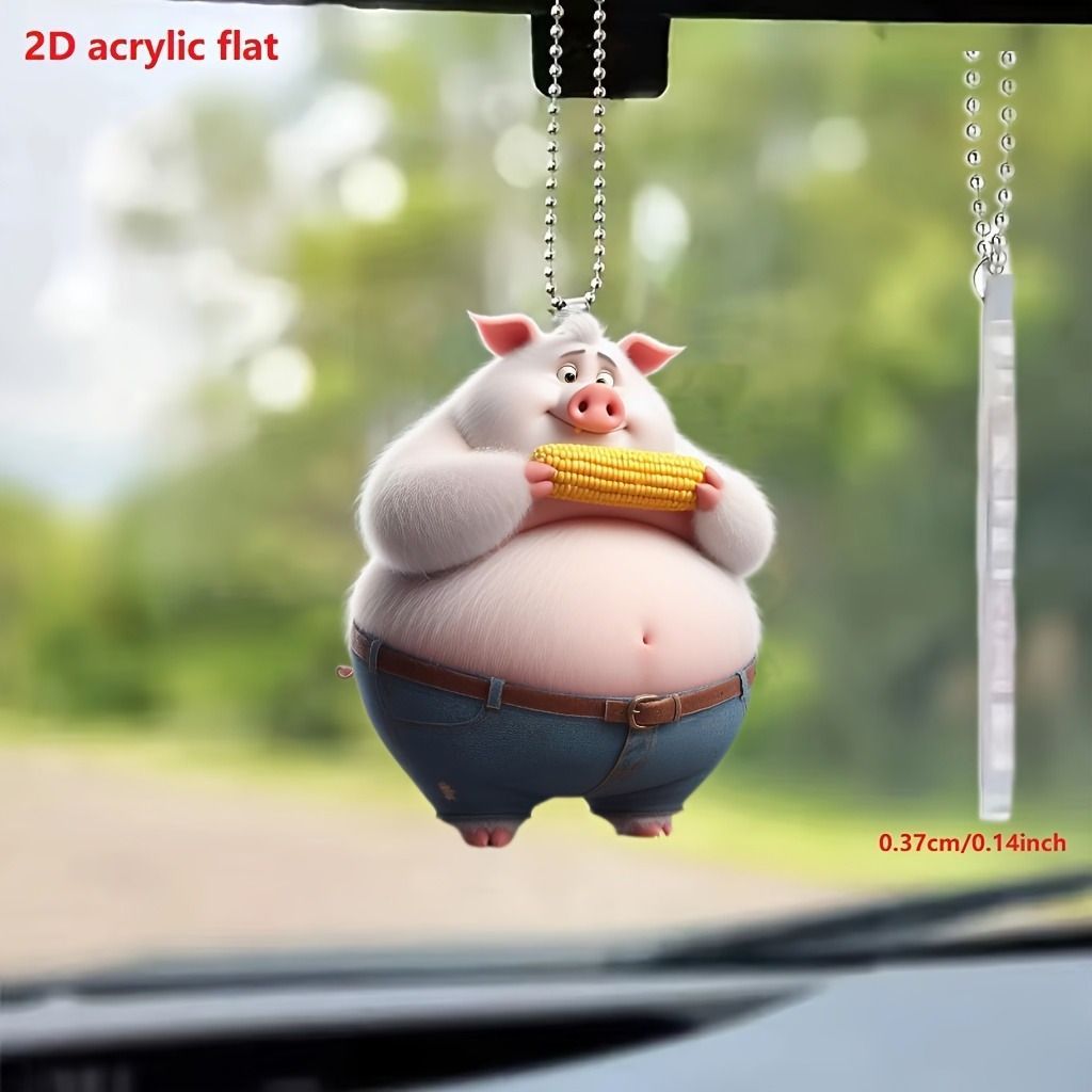 キーホルダー 太ったブタ 二足歩行 2D アクリル 8cm カーアクセサリー