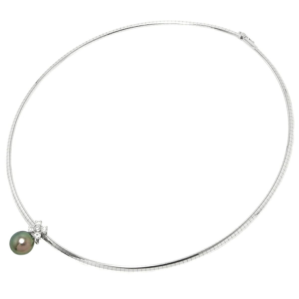 タサキ TASAKI 黒蝶真珠 10.8mm ダイヤ 0.45ct ネックレス 40cm Pt K18  