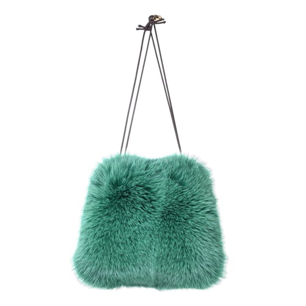 LUDLOW フォックスファー ハンドバッグ ONE SIZE グリーン