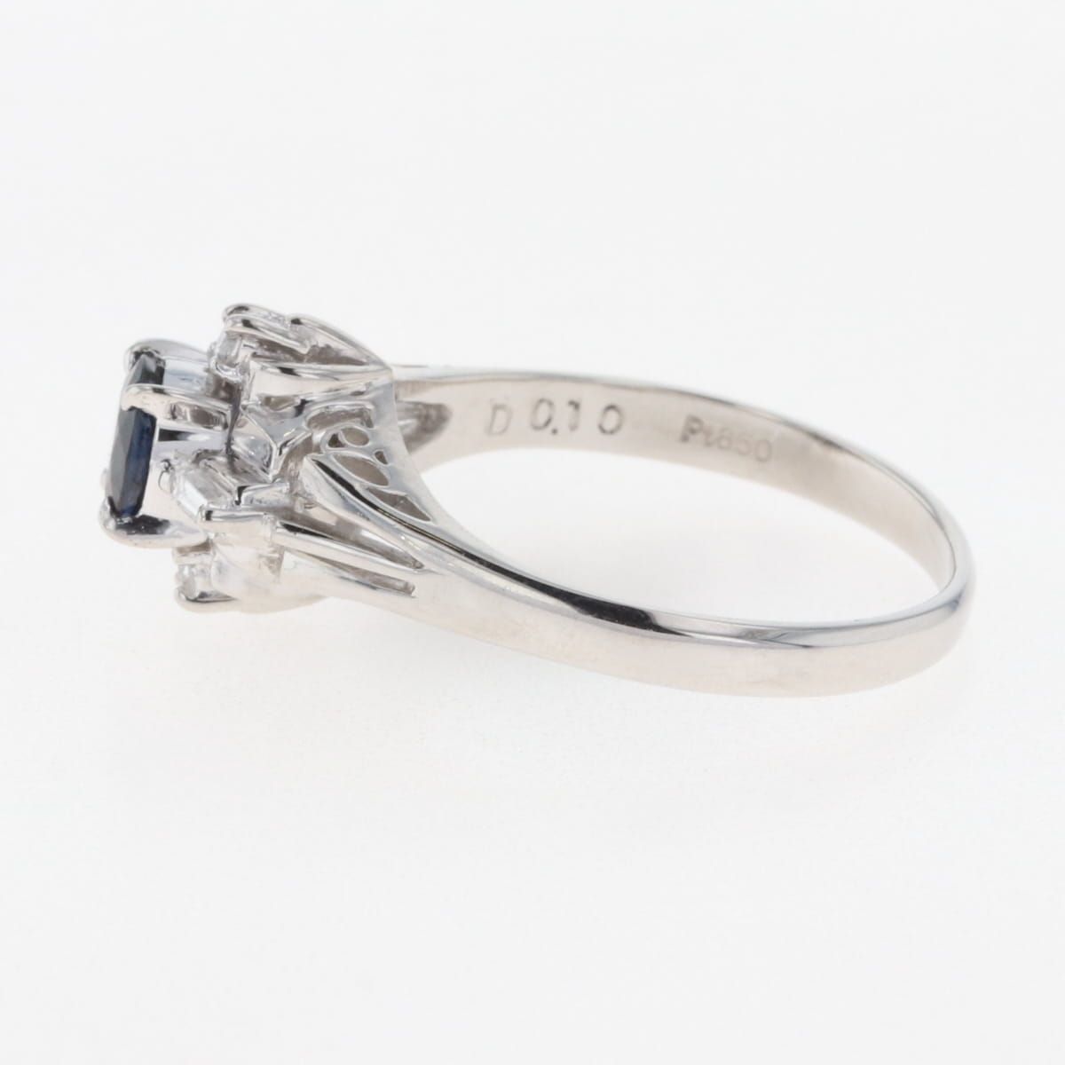 在庫一掃】 サファイア デザインリング プラチナ 指輪 メレダイヤ  