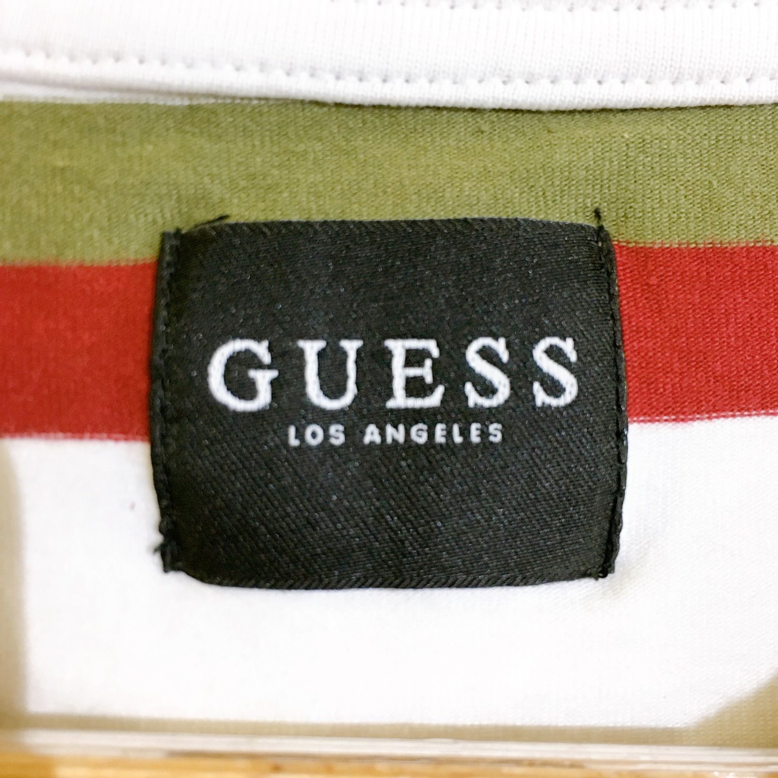 美品】タグ付き GUESS ゲス ロゴTシャツ ボーダー トップス メンズ M