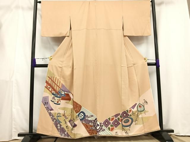 平和屋着物○豪華振袖・長襦袢(袷)セット 本場琉球紅型 扇面花文 鬼