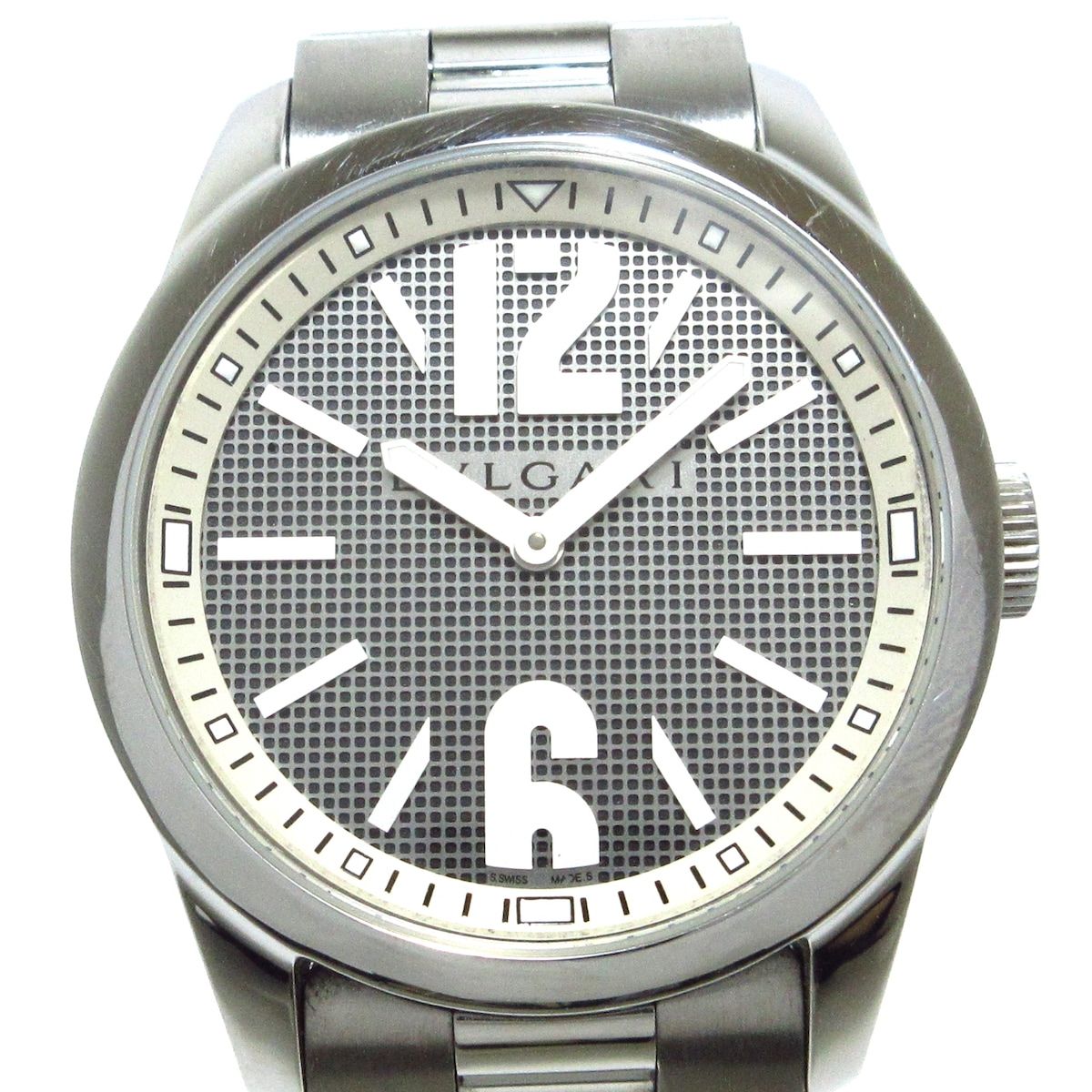 BVLGARI(ブルガリ) 腕時計 ソロテンポ ST37S メンズ SS シルバー×黒 ...