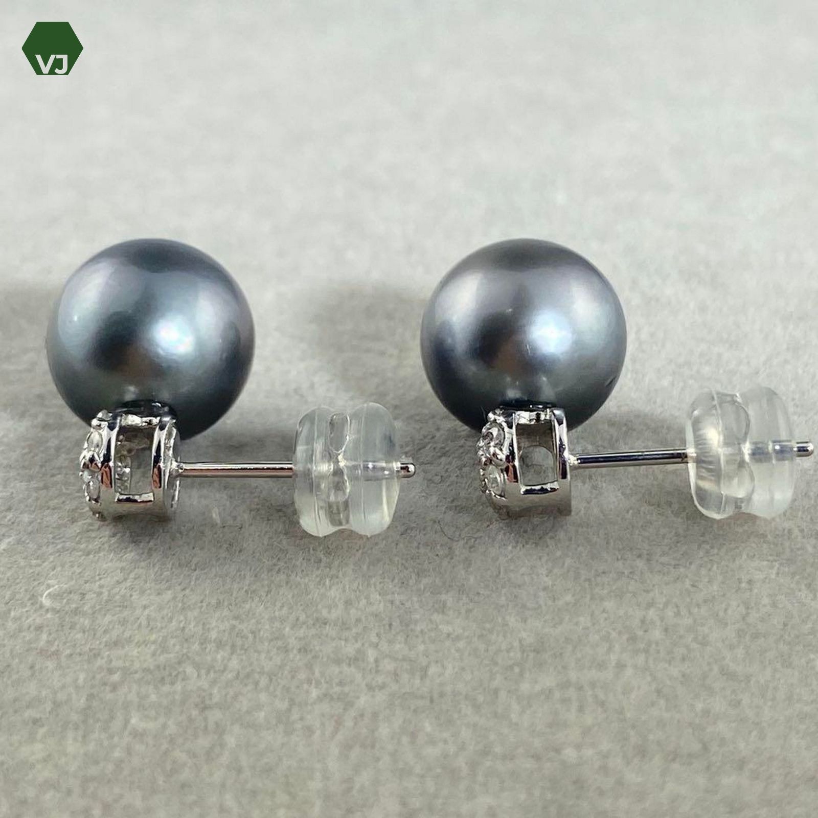 19-17】パール ダイヤモンド ピアス D0.24ct【中古】【K18WG】☆By 