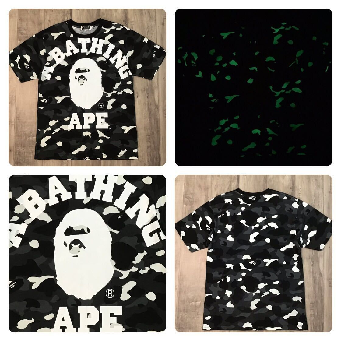 ☆蓄光☆ city camo big college logo Tシャツ Lサイズ a bathing ape ...