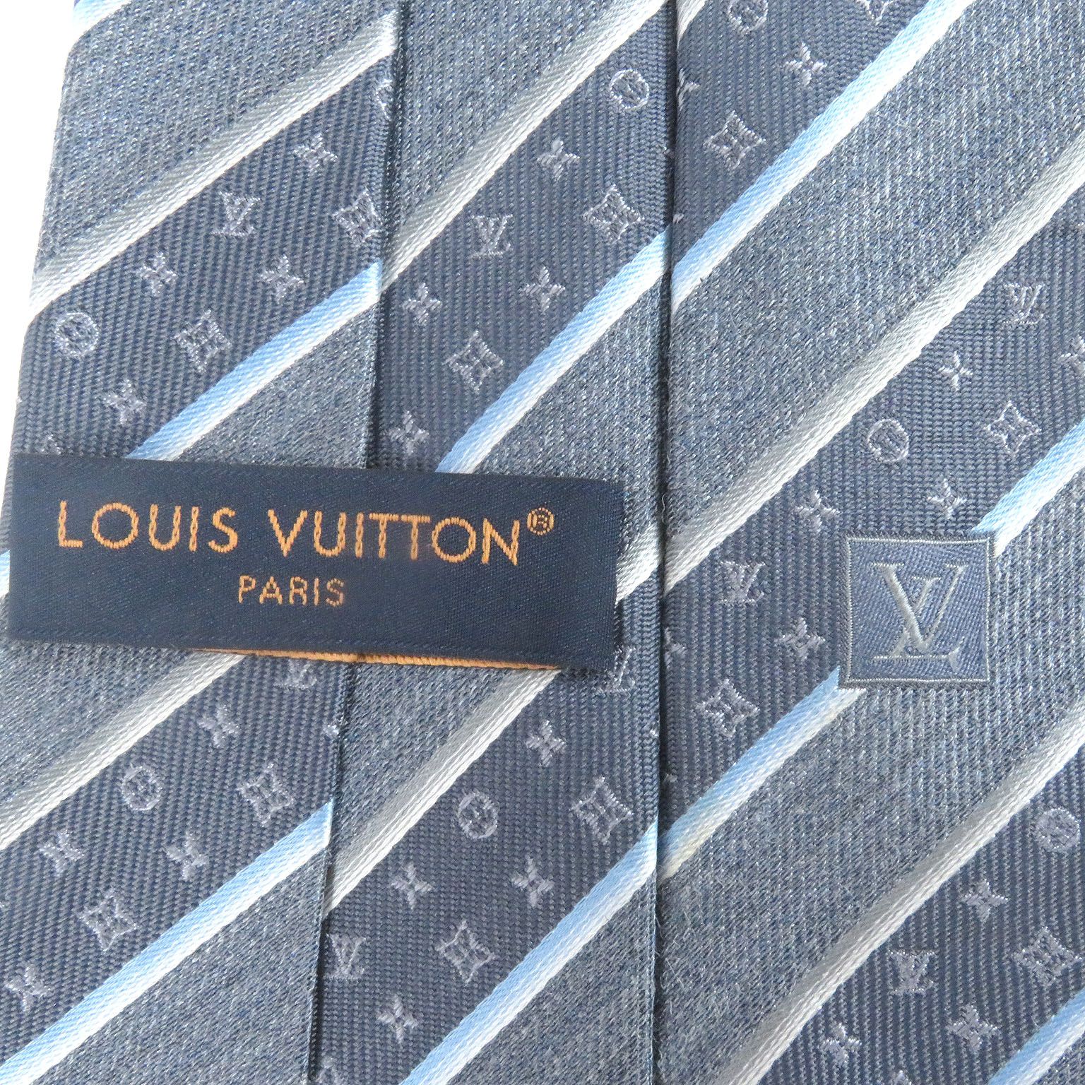 極美品】Louis Vuitton ネクタイ モノグラム ブルー 極美品△LOUIS