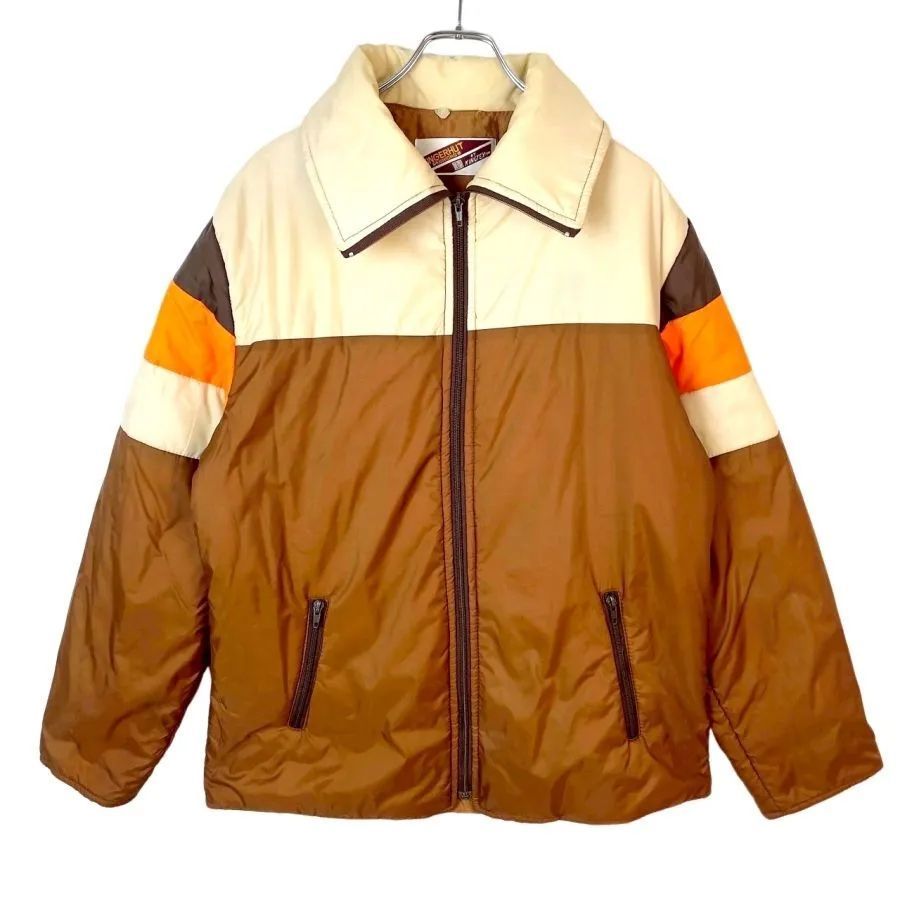 フィンガーハットファッションズFINGERHUT FASHIONS中綿入りナイロンジャケットダウンジャケットハイネック茶色ブラウンベージュオレンジy2kグランパコアレトロvintageヴィンテージ50726