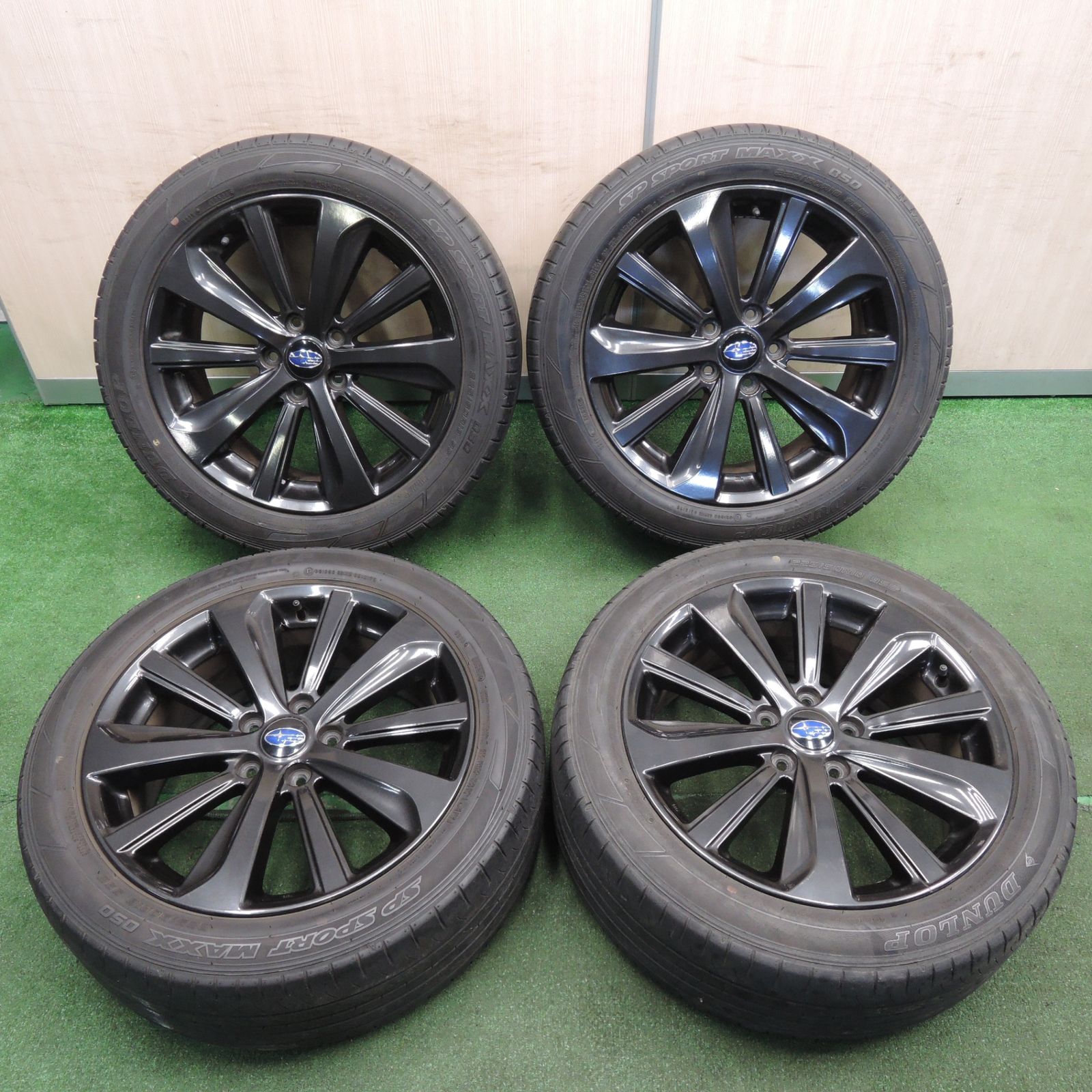 *送料無料* バリ溝！20年！キレイ！8.5分スバル WRX レガシィ 等 純正 225/50R18 ダンロップ SPスポーツマックス 050 PCD114.3/5H4031801TNノ