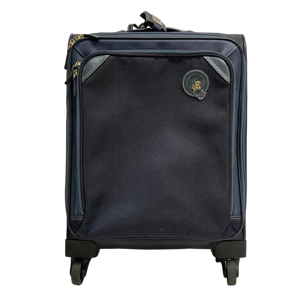 PELLE BORSA ペレボルサ キャリーバッグ - ネイビー×ブルーグリーン×黒 TSAなし|本体ダイヤルロックなし レザー