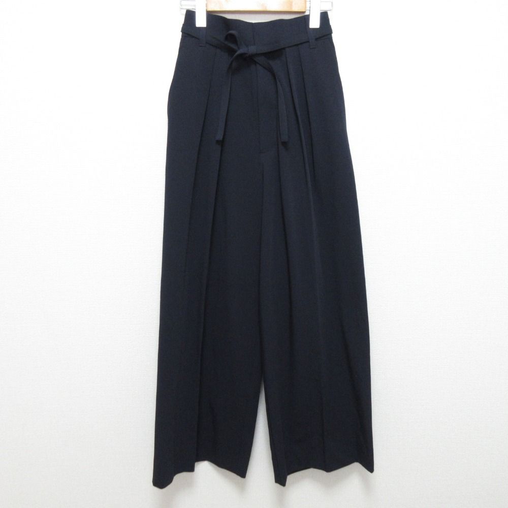 25SS shirocon yori シロコン ヨリ ウエストリボンダブルタックパンツ SC22-25020SM サイズ36 ネイビー レディース 古着