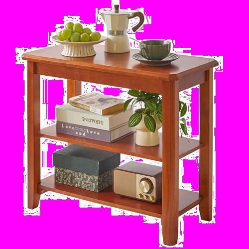 3段 木製 物を置く台 ルーター収納 ナイトテーブル 60 30 52cm 玄関シューズボックス 天然木 スリッパラック サイドテーブル ブラウン Aibiju YD-WD05H