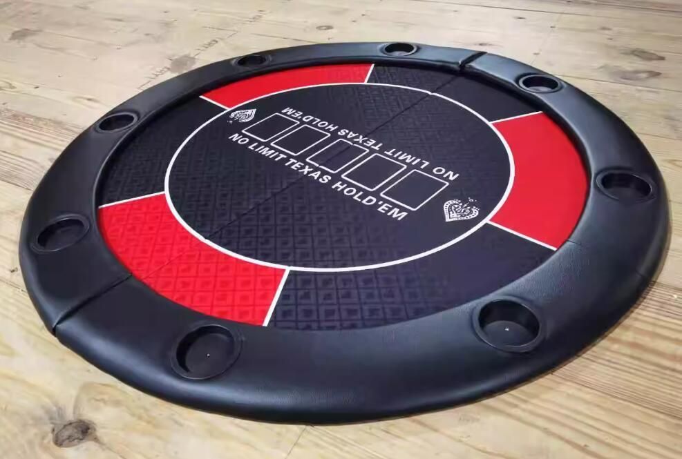 人気品折りたたみ式 ポーカーテーブルトップ 6人用 直径 120cm テキサス ホールデム カジノ ポーカーテーブル カップホルダー付き