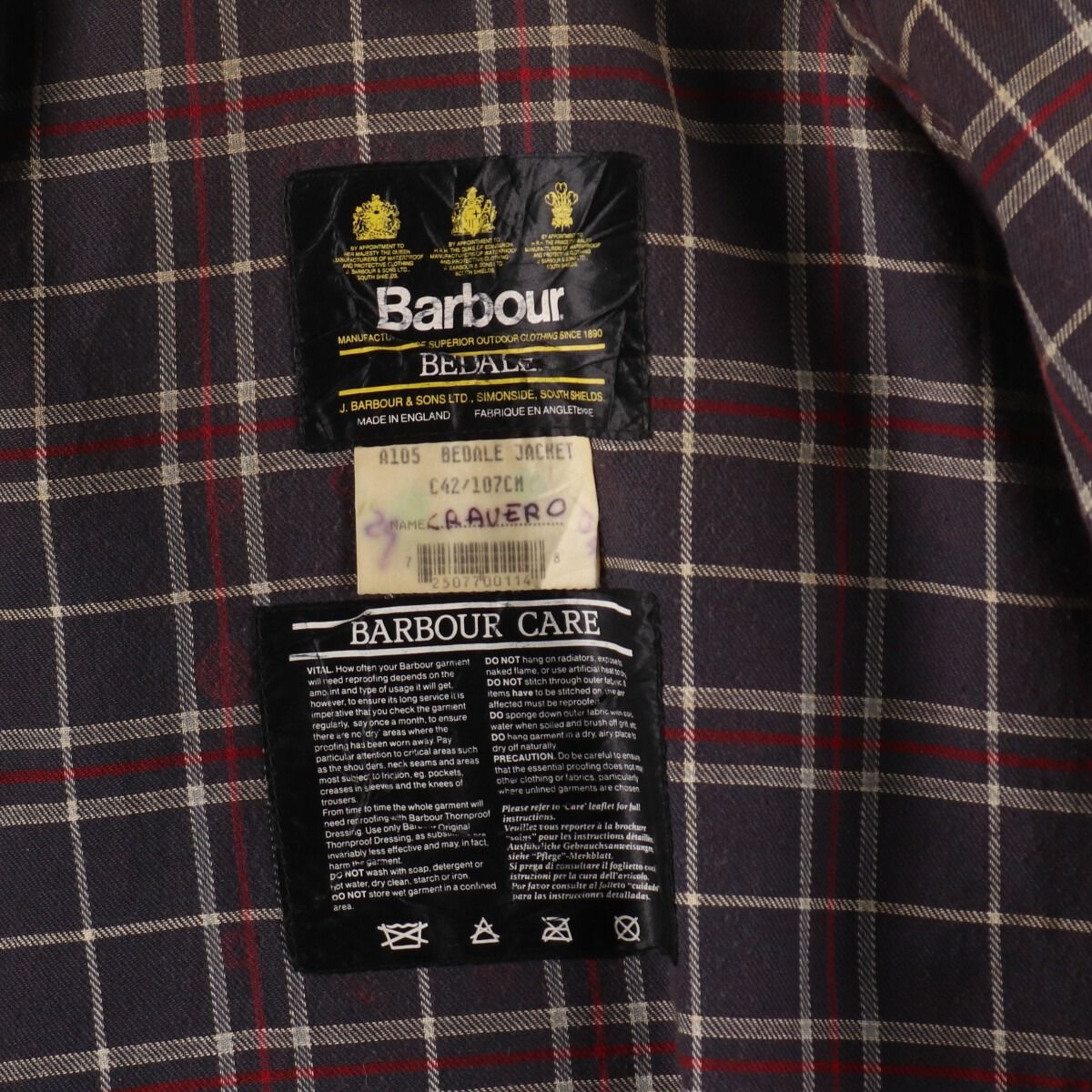 古着 90年代 バブアー Barbour BEDALE ビデイル 旧3ワラント ワックス