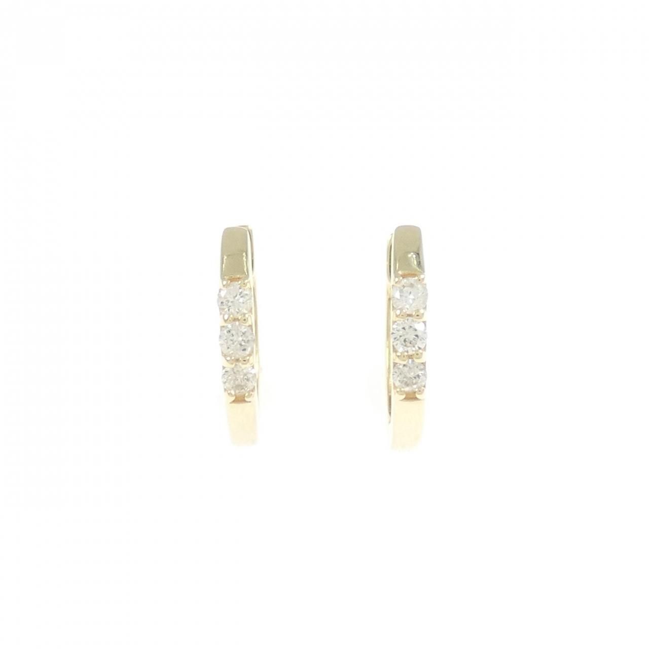 K10YG ダイヤモンド フープ ピアス 0.10CT
