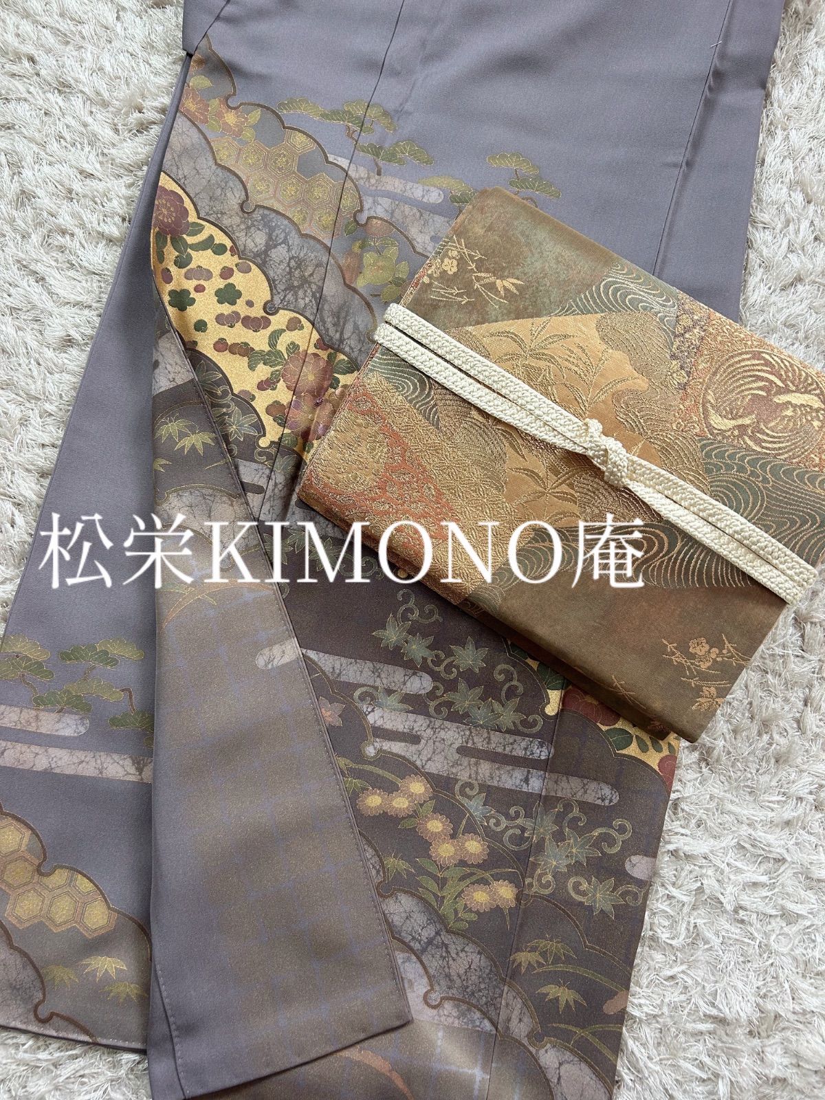 振袖セット＊ 銀駒刺繍 牡丹花文 リメイク・練習用 正統派古典 赤/黒