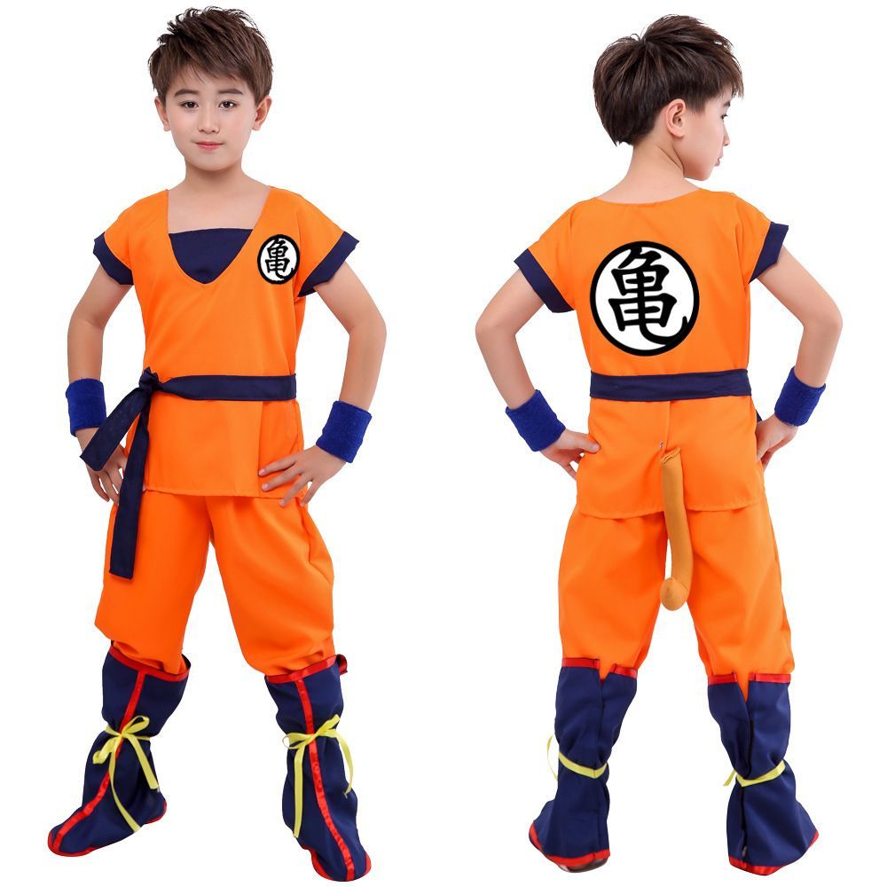 ドラゴンボール 子供 コスプレ 亀文字 悟文字 ハロウィン 仮装 孫悟空 武道着 亀仙流 ハロウィンコスプレ こすぷれ 文化祭 パーティー 変装 6点セット男女兼用 プレゼント