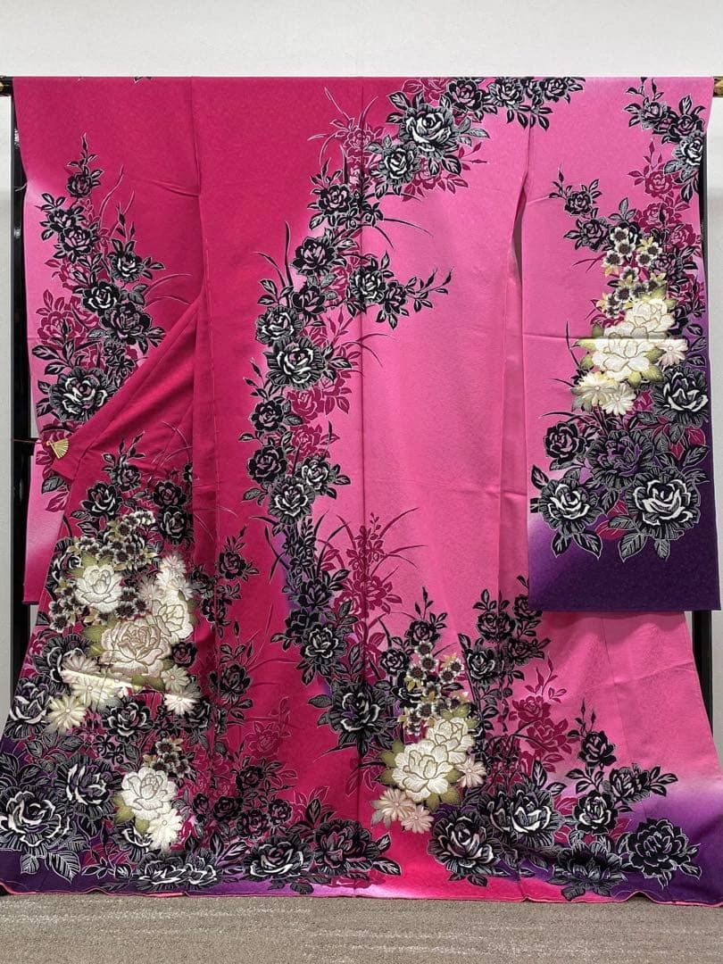 振袖 仮絵羽 舞台衣装 銀通し 金彩 グリッター箔 正絹 未仕立て品 八掛