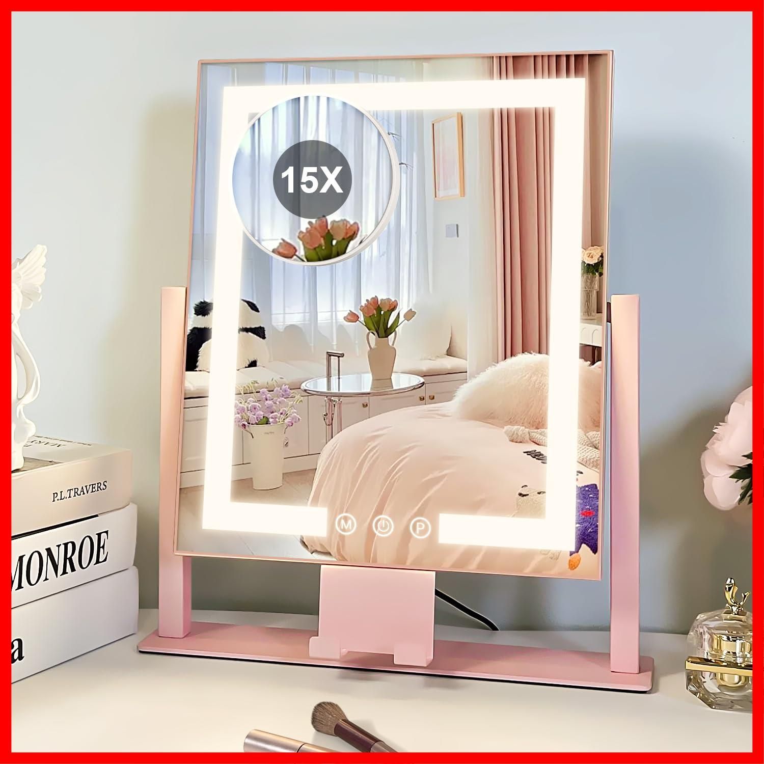 女優ミラー 三色照明モード 明る ハリウッドミラーライト付き化粧鏡 15