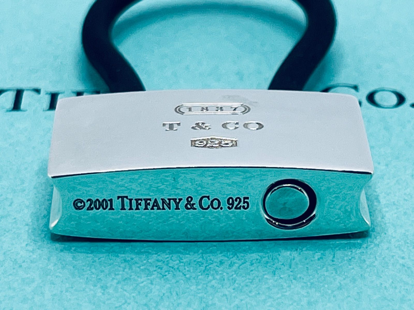 a136 Tiffany-Co. ティファニー 1837 ラバー キーリング キーホルダー 2001 シルバー 925 南京錠