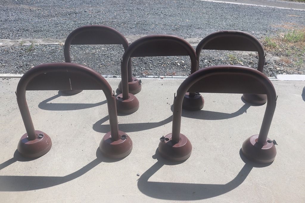 ミツギロン 駐車場 ポール 車止め アーチスタンド SF-07-BR ブラウン ４個セット＋スペアパーツ 引き取り推奨