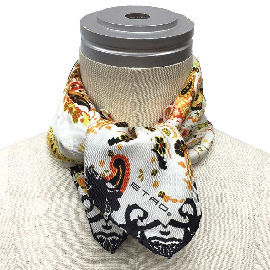 ETRO エトロ ペイズリー スカーフ シルク 白系 aq11946 - メルカリ