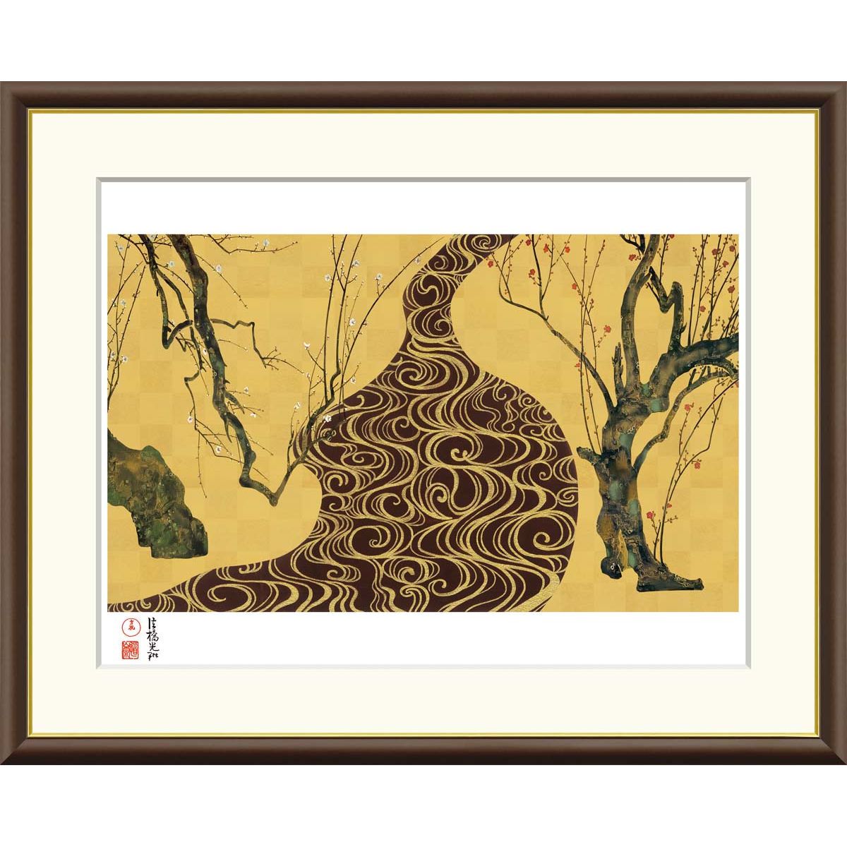 竹内栖鳳 昭和3年作 【 おぼろ月 】 大塚巧藝社 複製画 額装仕立て