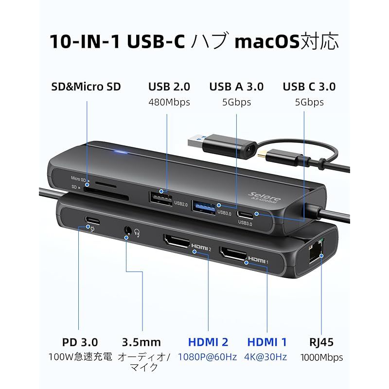 10 in 1 USB Cドッキングステーション USB Cハブ 二つHDMI 10 in 1 USB Cドッキングステーション USB Cハブ 二つHDMI Amazon | USB