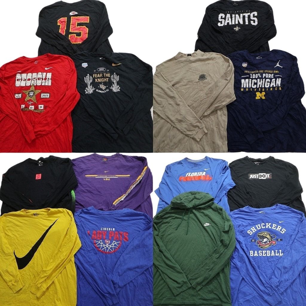 古着卸 まとめ売り 無地 長袖Tシャツ 17枚セット (メンズ XL /2XL /3XL ) ハーフジップ ポケットＴ 単色系 MT8287