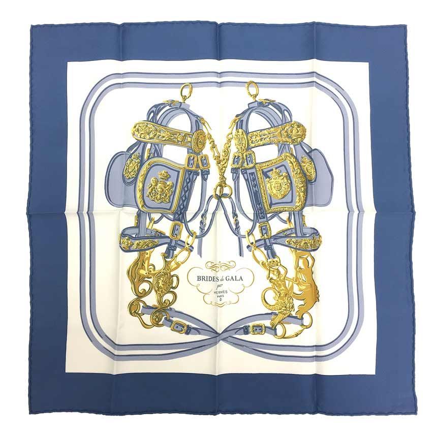 美品 HERMES エルメス スカーフ カレ45 BRIDES de GALA 式典用の馬勒