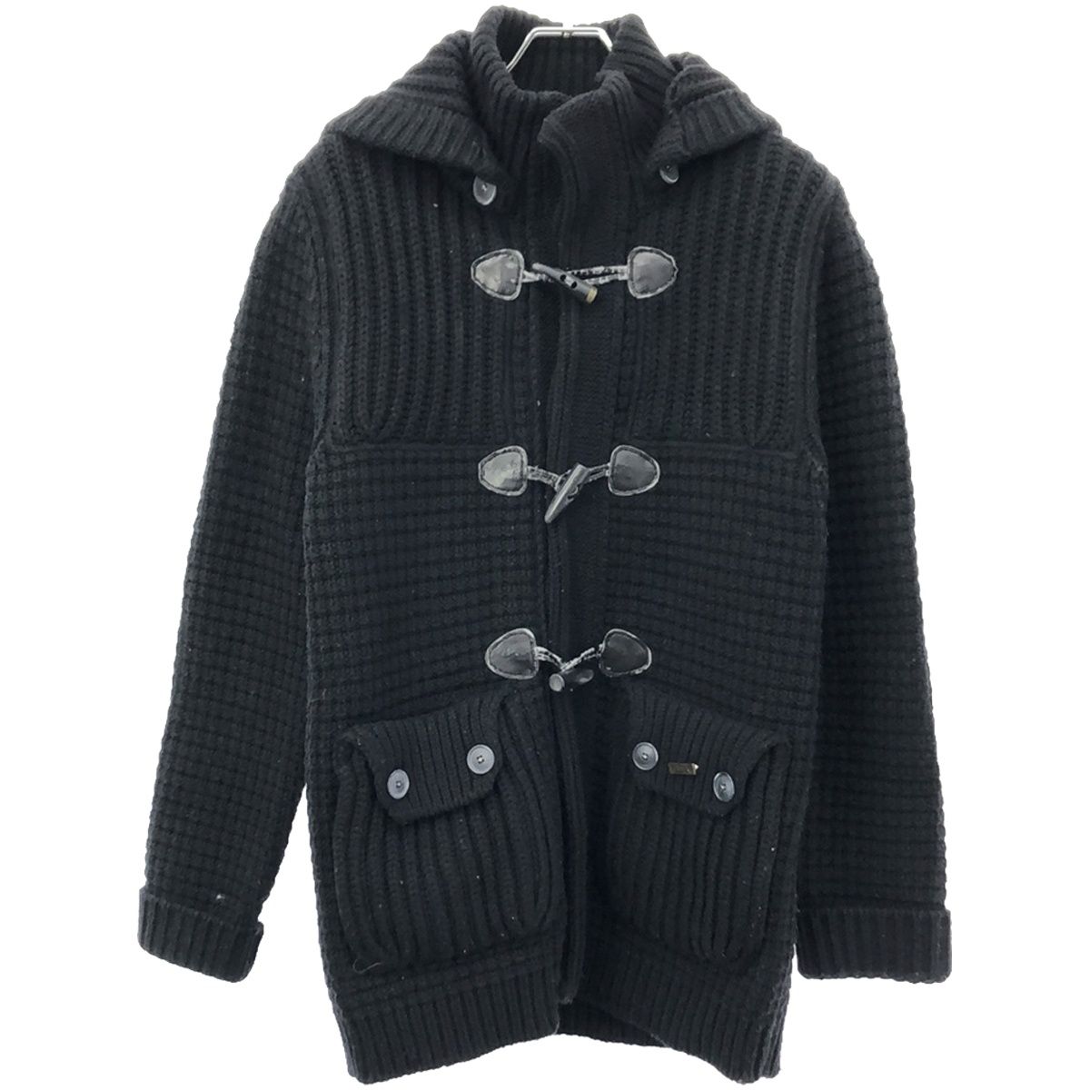 貴重　美品　Bark ネイビー ニットダッフルコート　ポリウレタンコーティング ダッフルコート BARK （貴重 美品 Bark ネイビー ニットダッフル