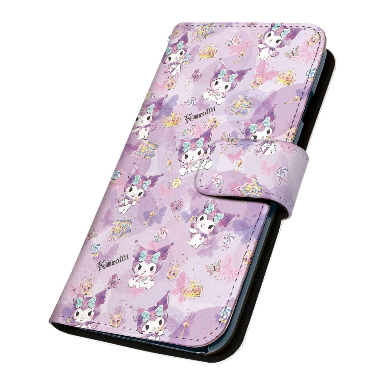 サンリオ 正規品 クロミ AQUOS R3 SHV44 ケース 手帳型 スマホケース [デザイン:5.メルヘン蝶々パターン/マグネットハンドあり] SANRIO アクオス aquosr3 au shv44