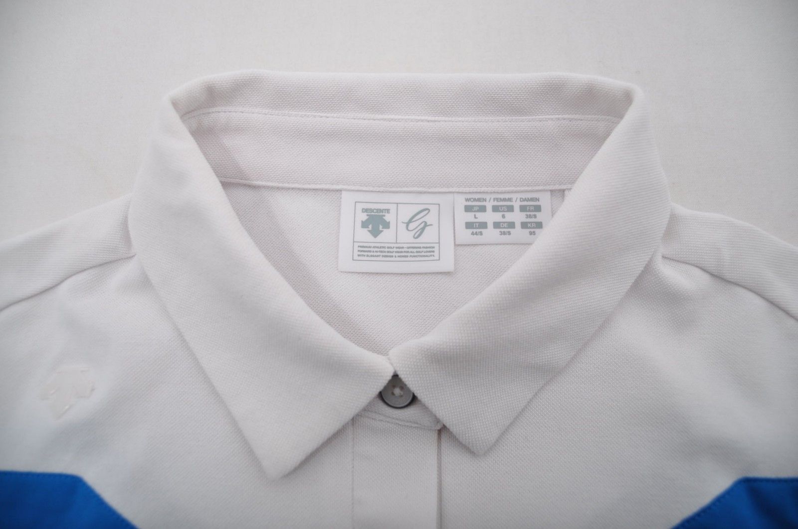 【未使用】descente ゴルフウェア ホワイト/ブルー　サイズL 3レイヤー はっ水 ウィンドジャケット | デサントゴルフ公式