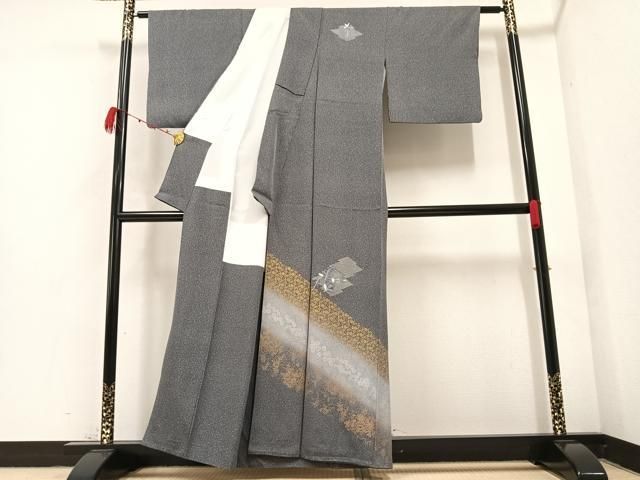 平和屋着物○訪問着 刺繍 草花亀甲文 暈し染め 金銀彩 正絹