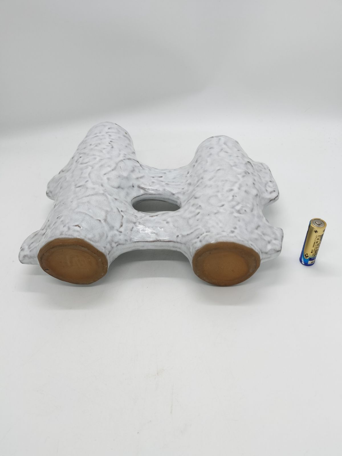 花器 磁器製 白っぽいクリーム色 井桁型 水盤 窯 工房 池坊 変形
