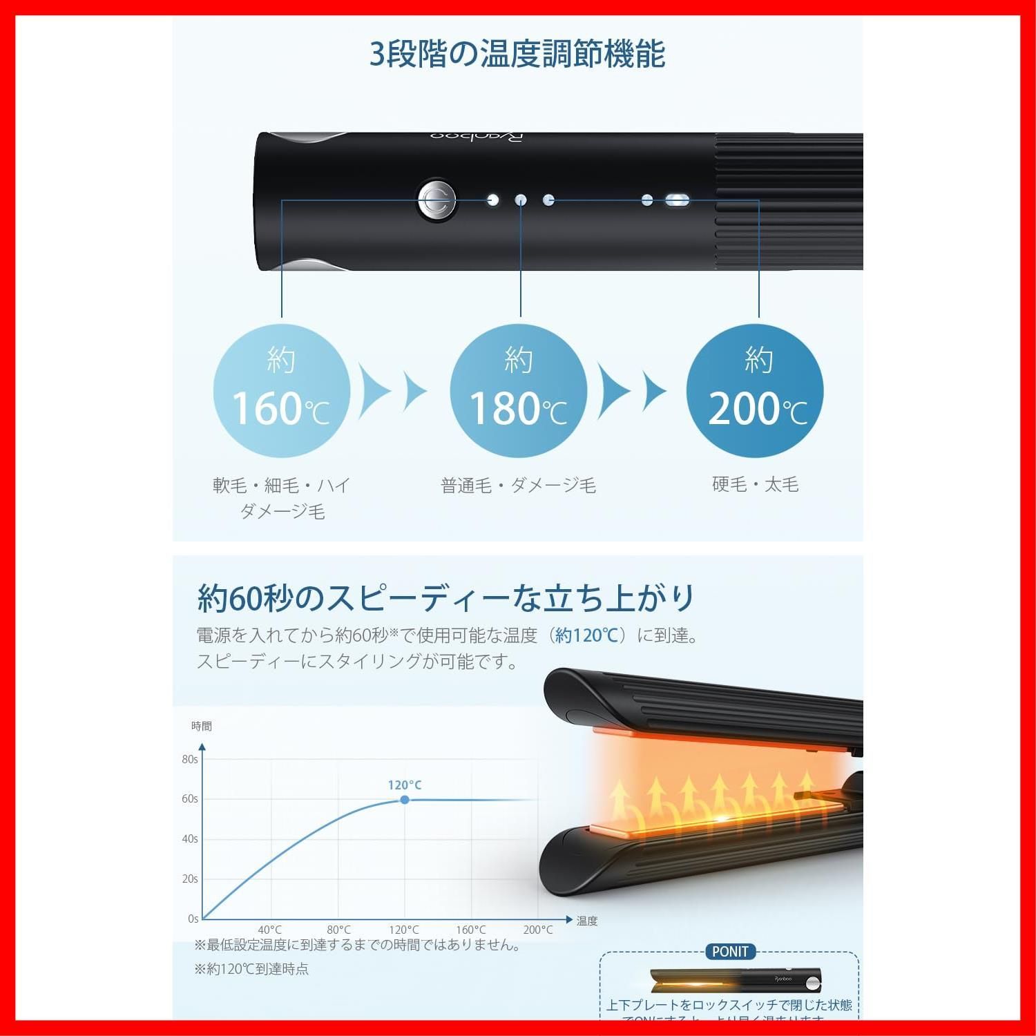 コードレスヘアアイロン