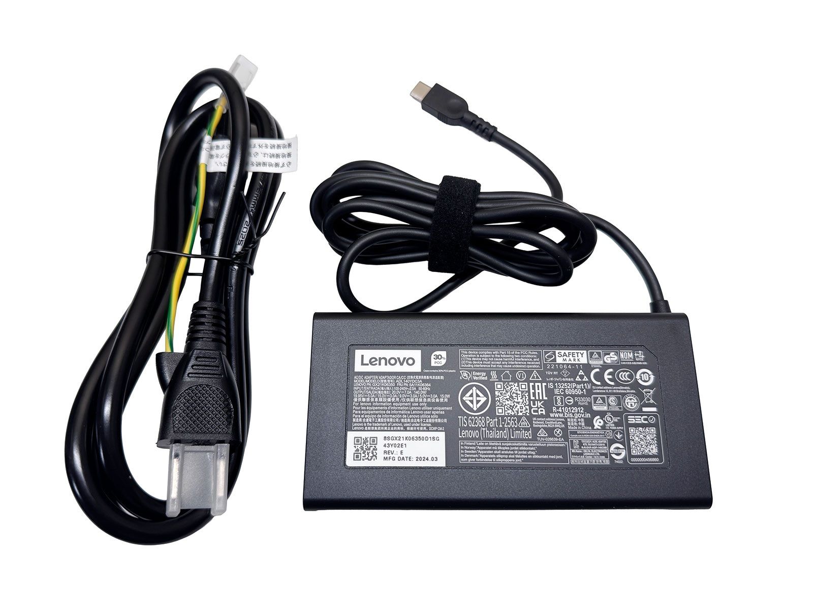 Lenovo 純正 140W USB-C ACアダプター 電源 20V 7A PD3.0 対応