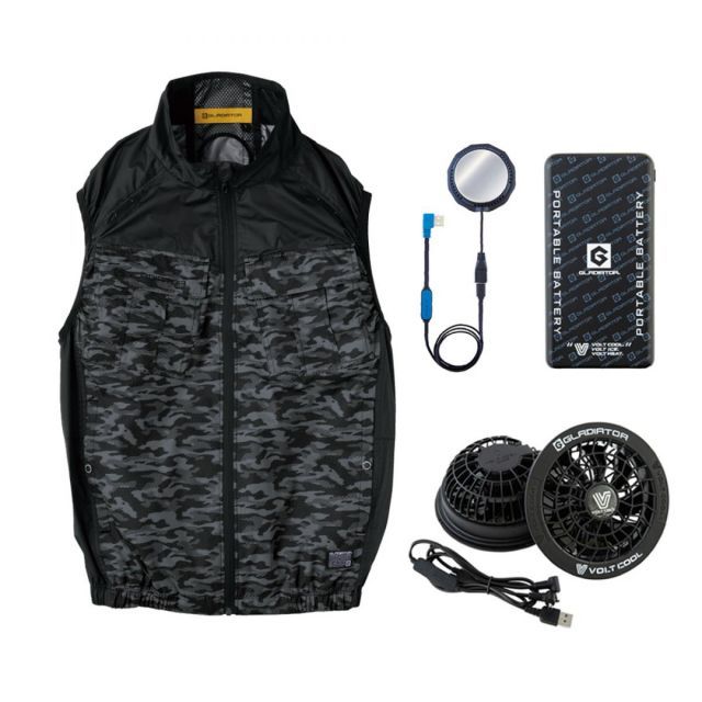 コーコス信岡 ボルトクール ベスト ペルチェ セット ディアゴブラック M G254149 空調 猛暑 夏 作業着 作業服 ファン バッテリー付 VOLTCOOL