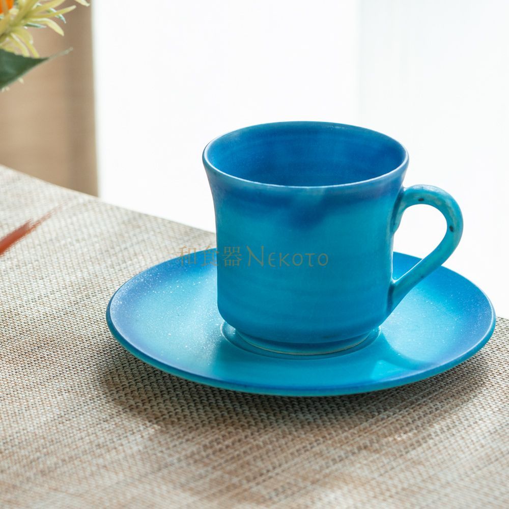  ティーカップ ソーサー ターコイズブルー Amazon | 美濃焼 ターコイズブルー カップ＆ソーサー(4客組) | カップ